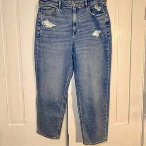 American Eagle Outfitters Light Blue Distressed Mom Straight Jeans